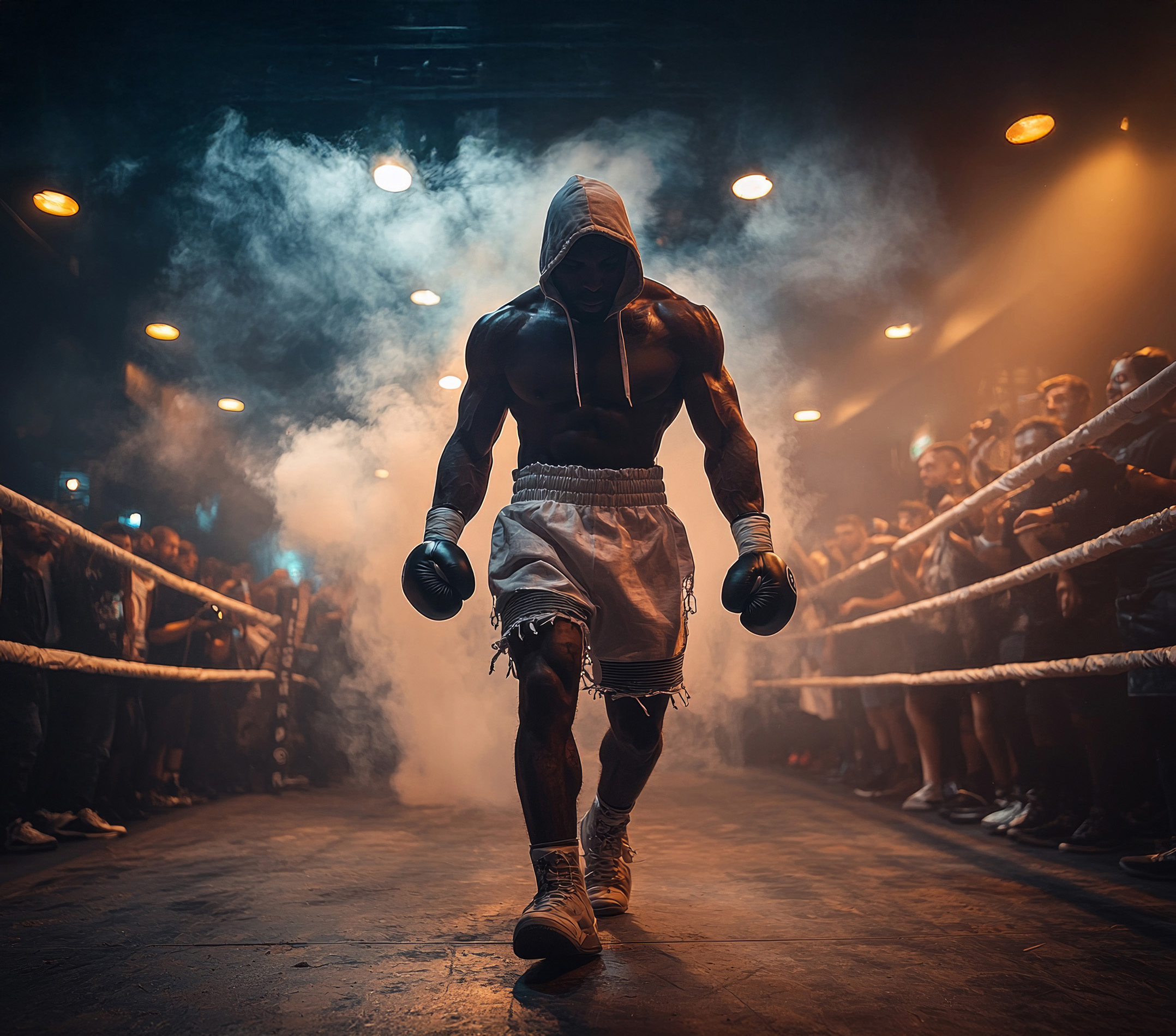 Professional boxer in training